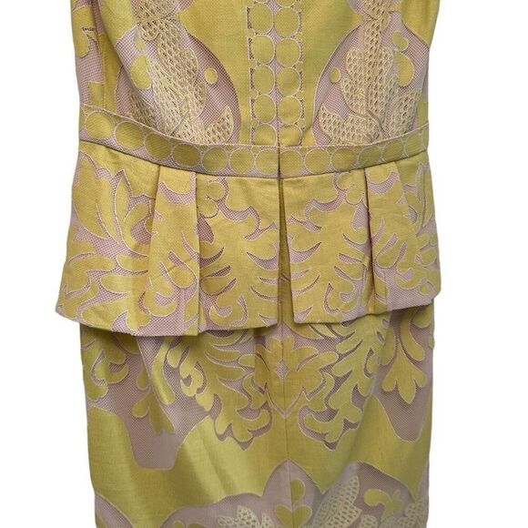 BCBGMazaxia Yellow and Tan lace dress - Picture 3 of 9